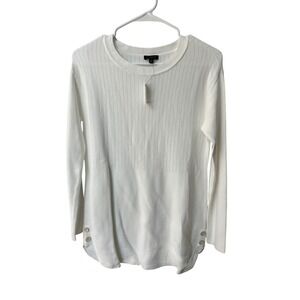 Talbots XS Cream Button Accent Long Sleeve Knit Tunic Top BNWT - $79.50